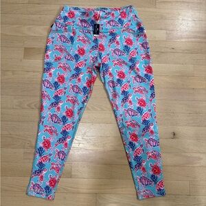 Simply Southern Size M Blue Pink Turtles Yoga Athletic Leggings